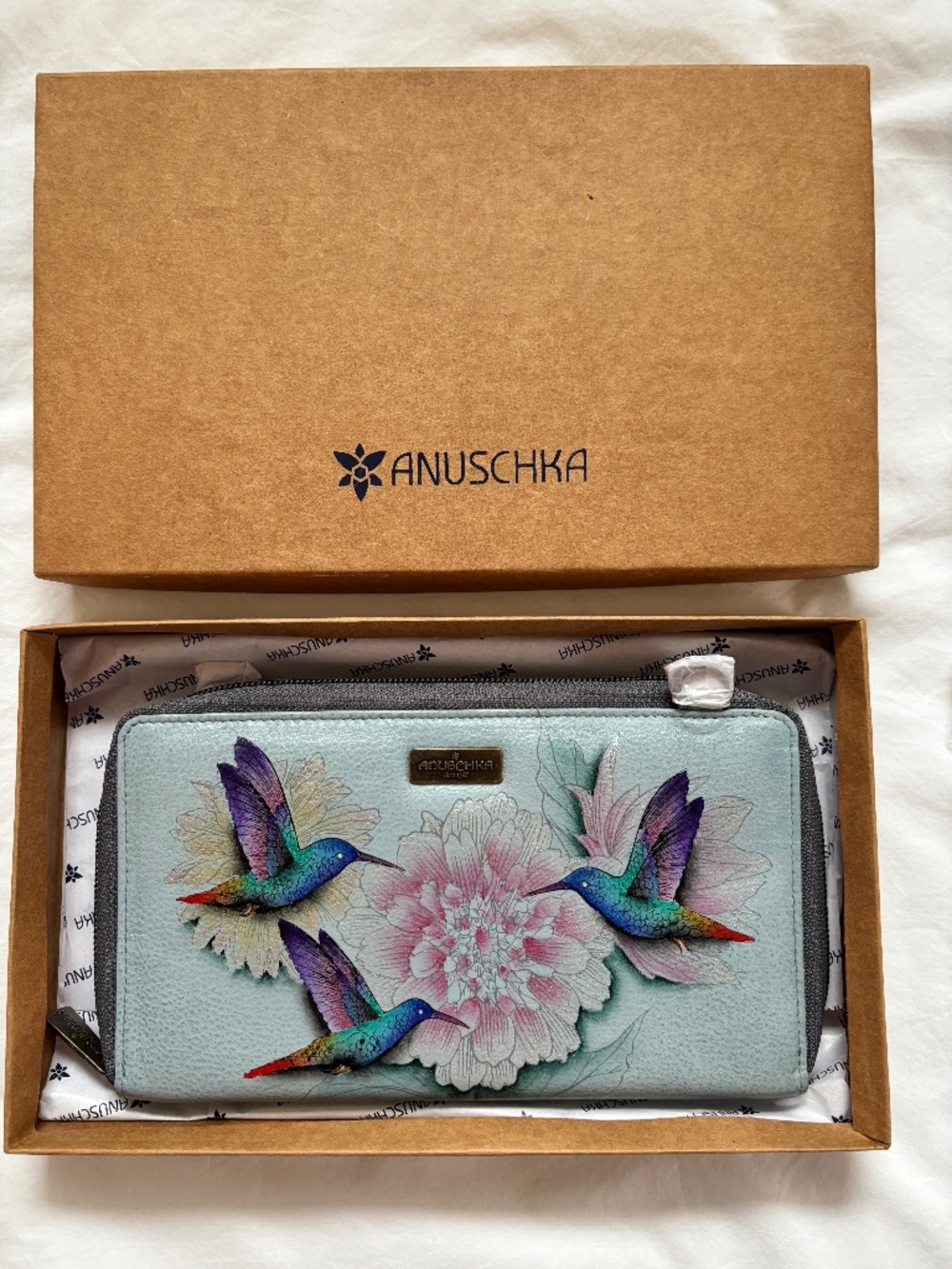 Anuschka Hummingbird and Floral Leather Wallet/Crossbody